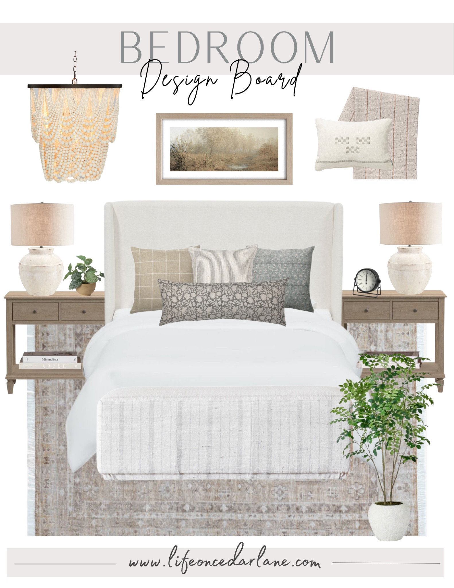 Bedroom Design Inspo - loving these Pottery Barn nightstands and this new McGee & Co. rug! Save $200 on my bedroom chandelier! 

#LTKhome #LTKstyletip #LTKsalealert