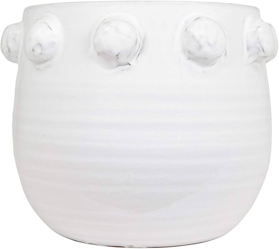 Creative Co-Op White Terracotta Planter with Bubble Design at Top | Amazon (US)