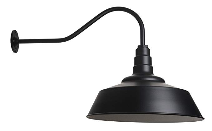 Large Barn Lighting Dome and Gooseneck in Matte Black - Outdoor Use | Amazon (US)