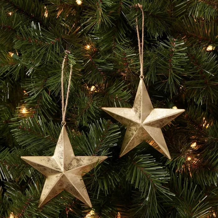 2ct 5in Gold Foiled Faceted Metal Star Christmas Ornament Set - Wondershop™ | Target