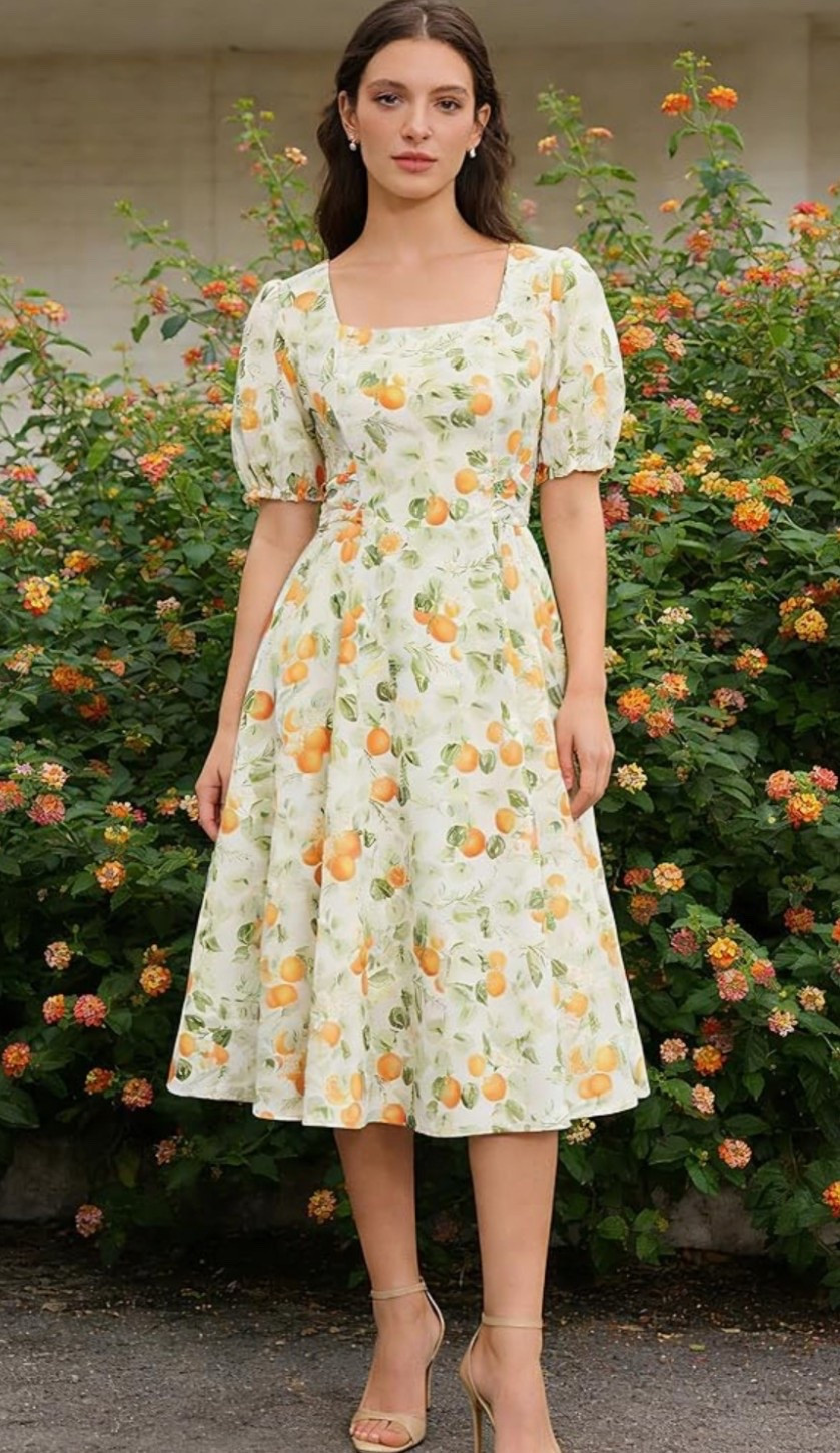 Sweet as summer fruit.🍑 This apricot-inspired midi brings cottagecore charm with a warm, sun-ripened glow. Perfect for garden parties, wedding guests, and golden hour picnics. 

Light, feminine, and effortlessly vintage, like fresh peaches on a soft summer afternoon.🌸

#LTKFestival #LTKSeasonal #LTKWedding