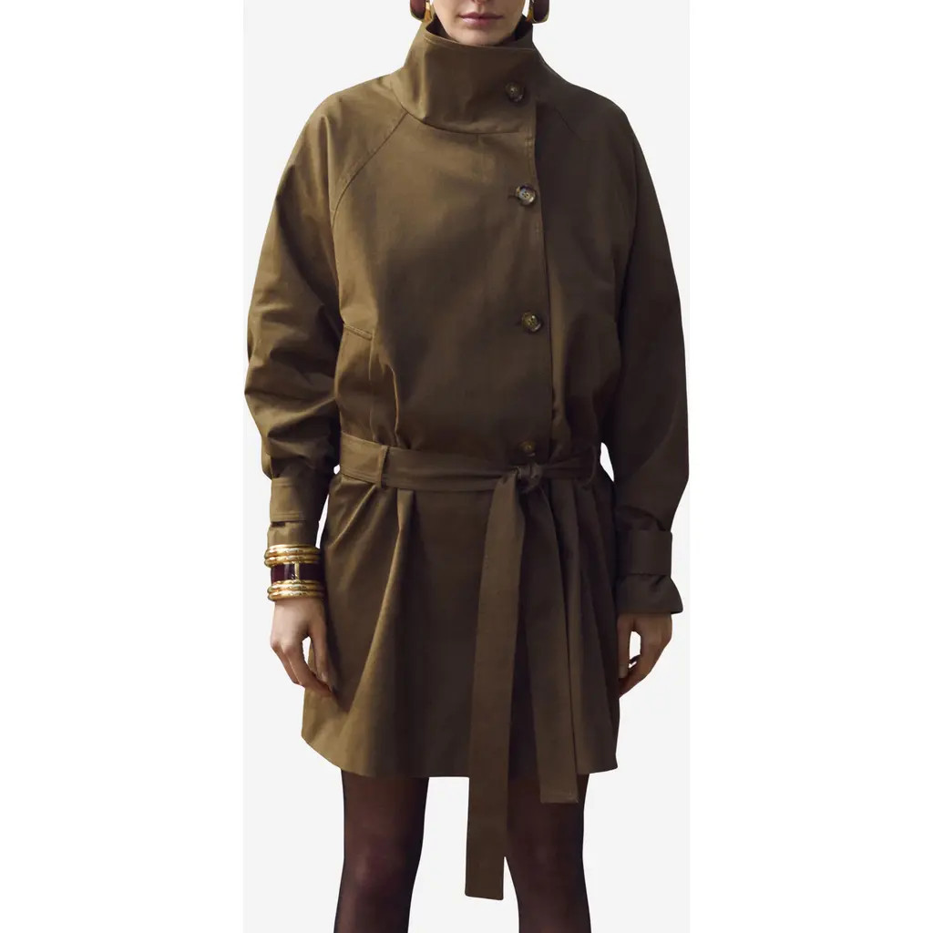MANGO Funnel Neck Belted Trench Coat in Medium Brown at Nordstrom, Size Xx-Large | Nordstrom
