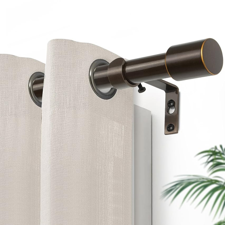 Ivilon Drapery Window Curtain Rod - End Cap Style Design 1 Inch Pole. 28 to 48 Inch Color Black | Amazon (US)