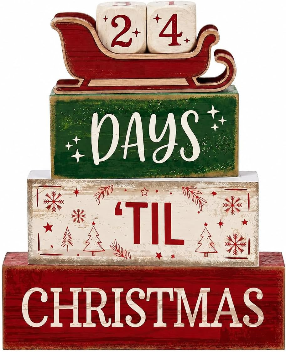 Christmas Countdown Decorations Indoor, Christmas Table Decor for Home | Amazon (US)