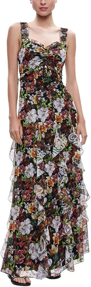 alice + olivia Rue Empire Waist Godet Maxi Dress | Amazon (US)