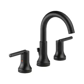 Delta Trinsic 8 in. Widespread 2-Handle Bathroom Faucet with Metal Drain Assembly in Matte Black-... | The Home Depot