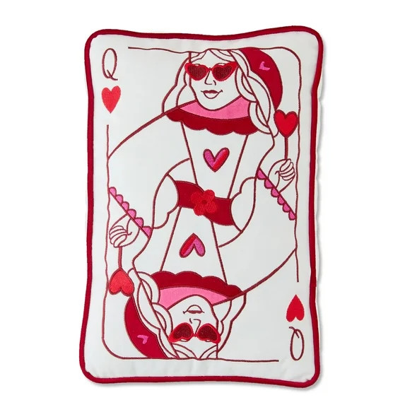 King and Queen of Hearts Card Decorative Pillow, Red and White, 10" x 15", Valentine's Day by Way... | Walmart (US)
