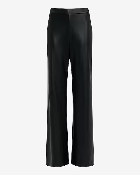 Pull-on Faux Leather Mid Rise Flare Trouser | Express