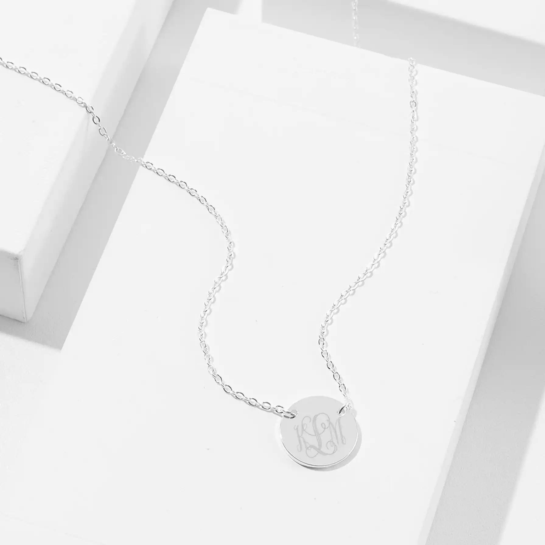 Monogrammed Delicate Disc Necklace | Marleylilly