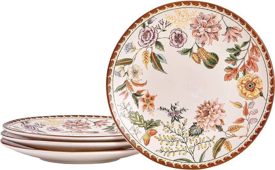 Bico Blooming Moment Ceramic 11 inch Dinner Plates, Set of 4, for Pasta, Salad, Maincourse, Micro... | Amazon (US)
