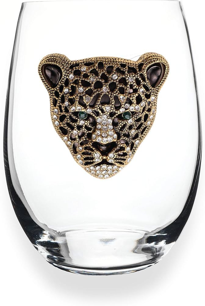 THE QUEENS' JEWELS Gold Leopard Jeweled Stemless Wine Glass, 21 oz. - Unique Gift for Women, Birt... | Amazon (US)