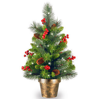 2' Crestwood Spruce Small Tree with Silver Bristle, Cones, Red Berries and Glitter in a Plastic B... | Macy's Canada