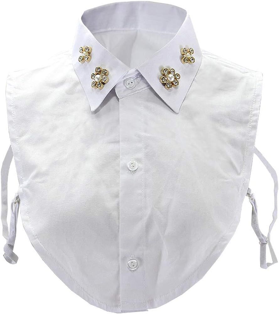 Joyci Crystal Pearl Pure Color Half Shirt False Collar Detachable Faux Hollowed-Out | Amazon (US)