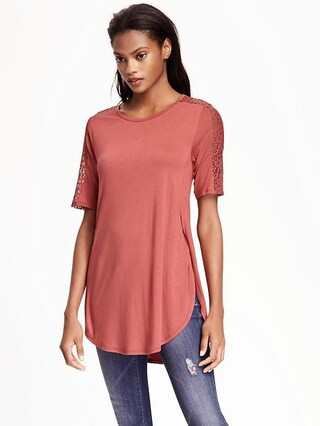 Relaxed Lace-Shoulder Tunic for Women | Old Navy US