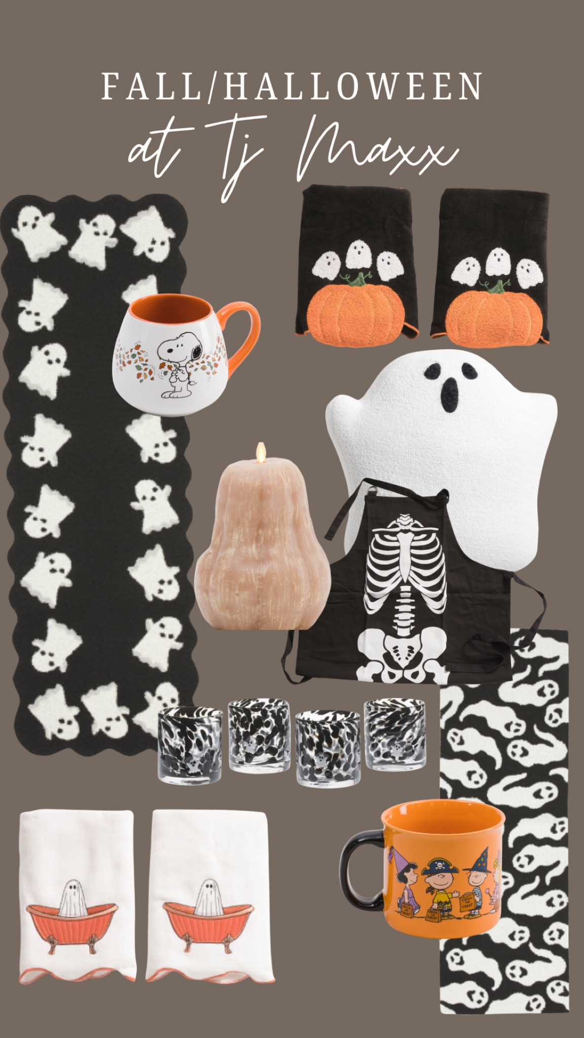 Fall/halloweeen decor at TjMaxx!!! 

Halloween hand towels, led pumpkin candle, ghost pillow, ghost runner, halloween apron, halloween mugs, fall mugs

#LTKFindsUnder50 #LTKHome #LTKSeasonal