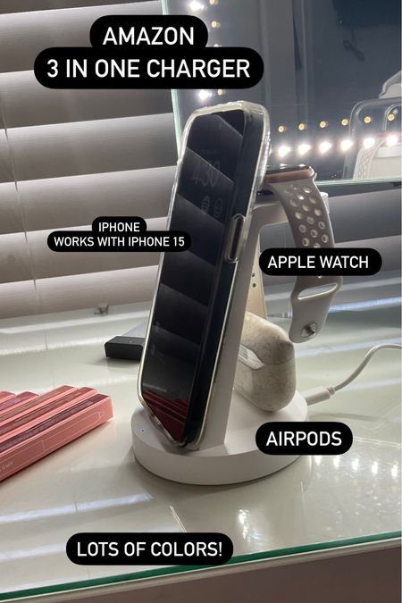 Desk must haves. 3 in one wireless charger for iPhone, Apple Watch, and AirPods 
Office organization 
Great for Travel

#LTKfindsunder50 #LTKhome #LTKGiftGuide