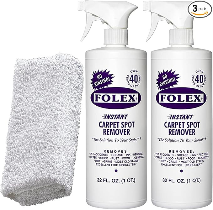 2 Bottles of FOLEX Instant Carpet Spot Remover + 1 Daley Mint Cleaning Cloth | Instant Rug, Uphol... | Amazon (US)