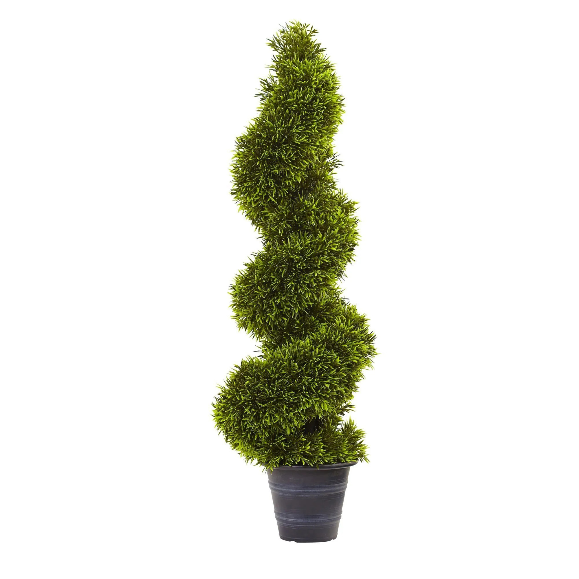 3' Grass Spiral Topiary w/Deco Planter | Nearly Natural | Nearly Natural