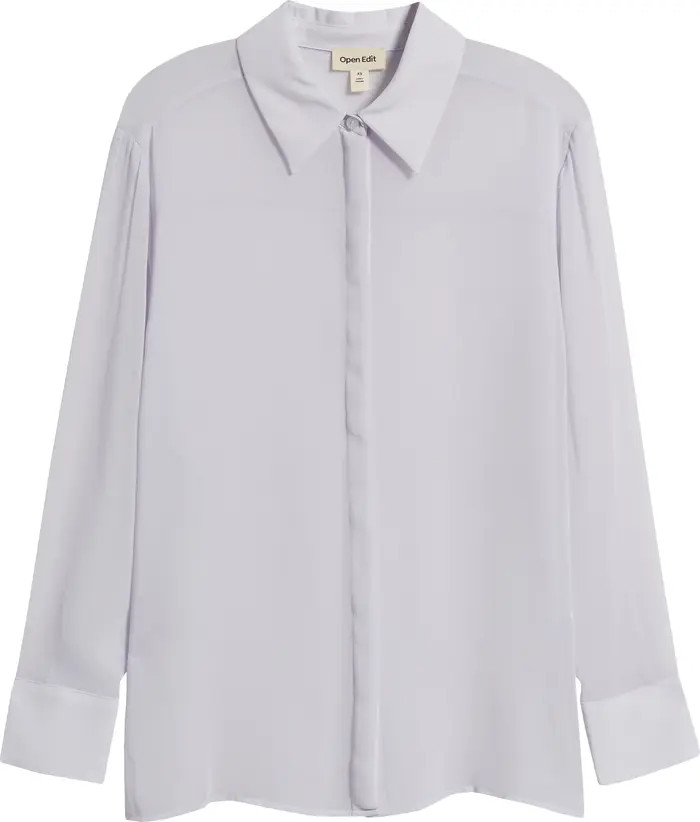 Open Edit Oversize Semisheer Button-Up Shirt | Nordstrom | Nordstrom