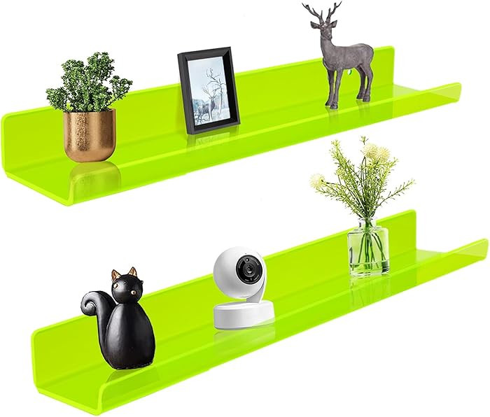 ROYALITA 24 Inches Acrylic Floating Book Shelves Wall Mounted Set of 2, Wall Hanging Plant Displa... | Amazon (US)