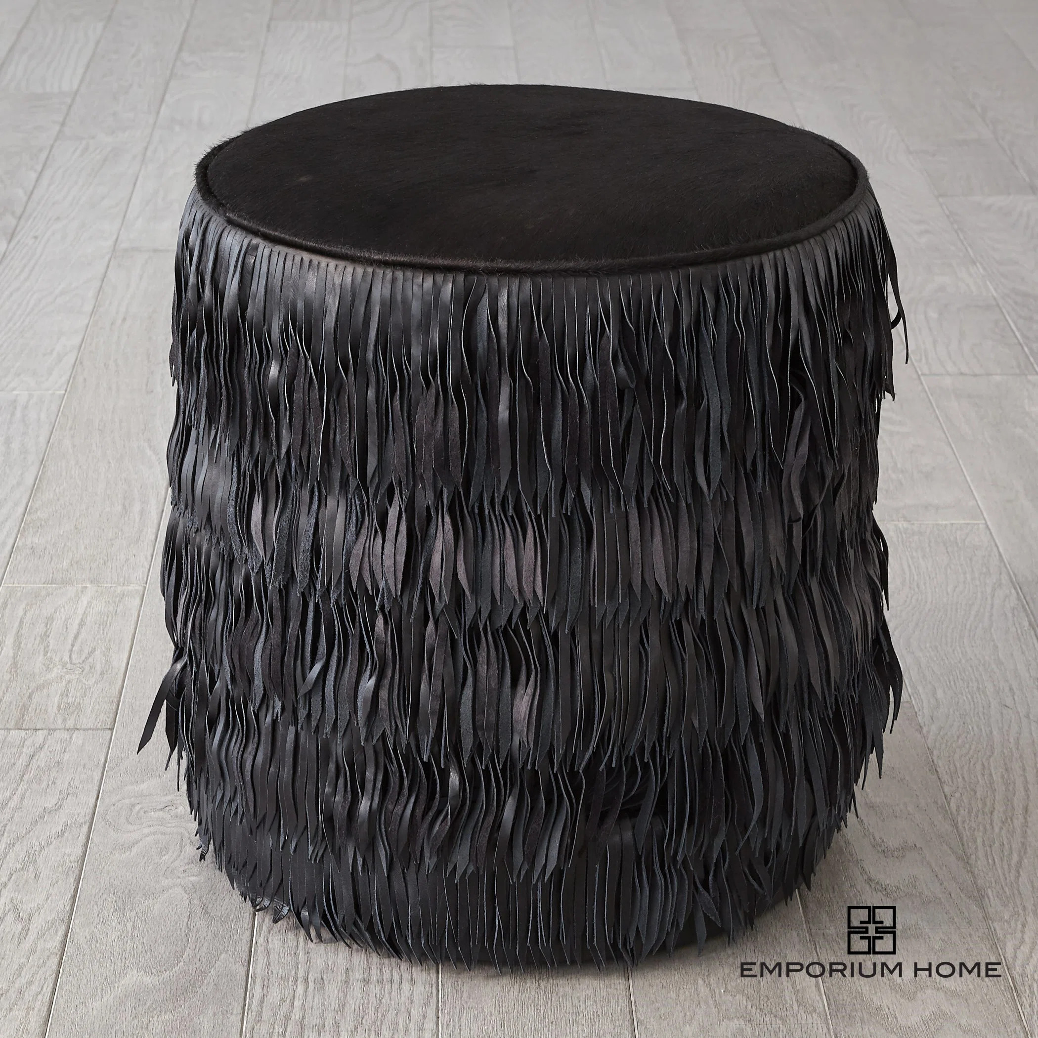 Signature III Emporium Home Fringe Ottoman-Ivory Hair-On-Hide | Wayfair | Wayfair North America