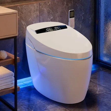 BCANHOME Smart Toilet with Built-in Bidet,One-piece Toilet with Tankless Bidet,Auto Open Lid, Soft-closing Heat Seat, 1.28 Gallons Auto Flush, Massage Clean, Warm Wash/Dryer, Remote Control | Walmart (US)