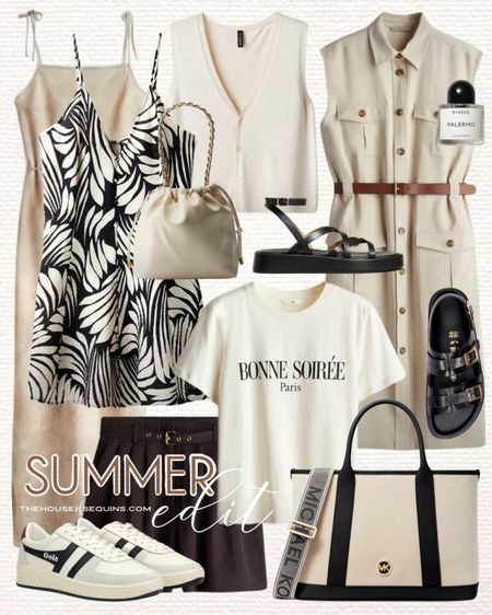 Comment SHOP below to receive a DM with the link to shop this post on my LTK ⬇ https://liketk.it/4JutE

Shop these H&M summer outfit finds! Mini dress, summer dress, paper bag shorts, sweater vest, Safari cargo dress, maxi dress, cargo shorts, slip dress, graphic tee, bucket bag, Birkenstock Cannes sandals, Gola sneakers, Madewell Platform sandals, Michael Kors canvas tote bag and more!  