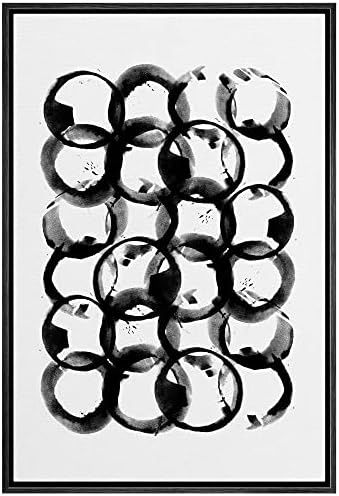 SIGNWIN Framed Canvas Print Wall Art Watercolor Dark Black White Ring Pattern Abstract Shapes Ill... | Amazon (US)