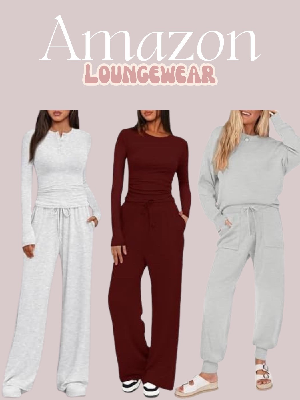 Amazon lounge wear sets
Cozy set, cozy travel outfit 
Amazon fashion, winter outfit 
Amazon, loungewear, lounge wear, travel outfit, winter fashion 2026, fall sweaters, fall outfits women, outfit inspo, shacket, flannel, amazon fall outfit ideas, winter outfit ideas, amazon dress, bump friendly fall, maternity fall, winter coats, fall trends, amazon trends, best of amazon, gen z fashion, fall workwear, flared leggings, travel outfit, loungewear, casual outfit, #LTKStyleTip 

#LTKmomlife #LTKTravel #LTKFindsUnder50