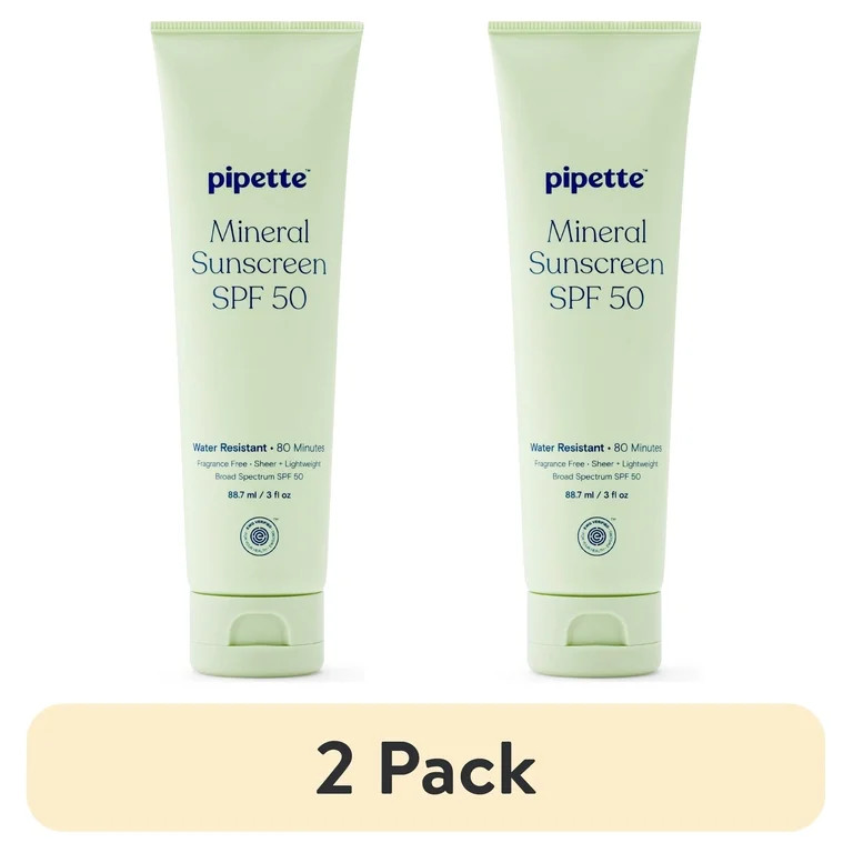 (2 pack) Pipette Mineral Sunscreen Lotion Broad Spectrum SPF 50 - 3 fl oz | Walmart (US)