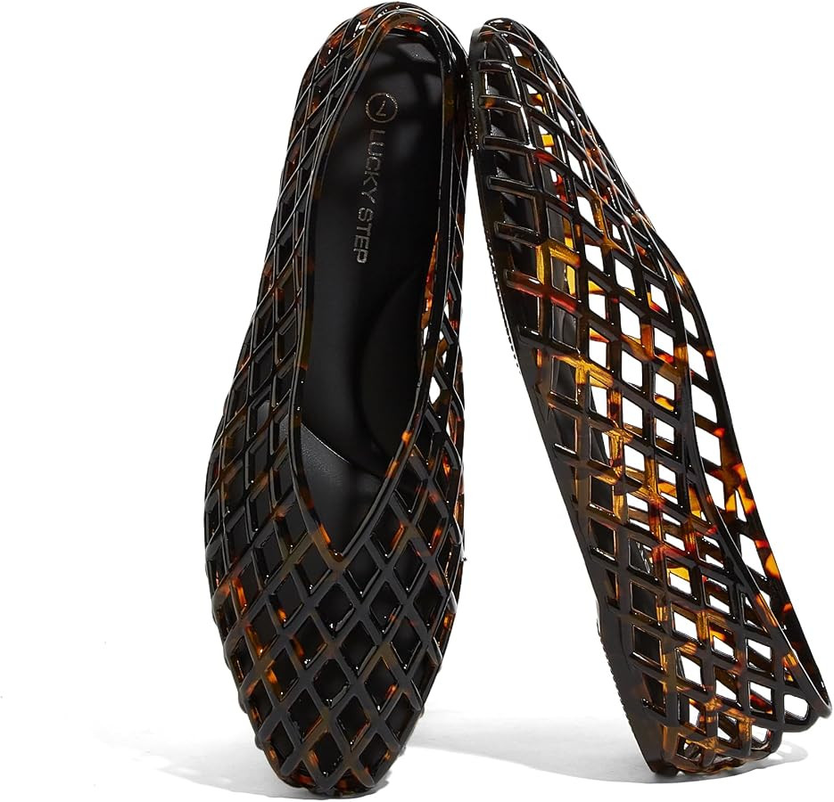 LUCKY STEP Women's Jelly Ballet Flats Mesh Casual | Amazon (US)