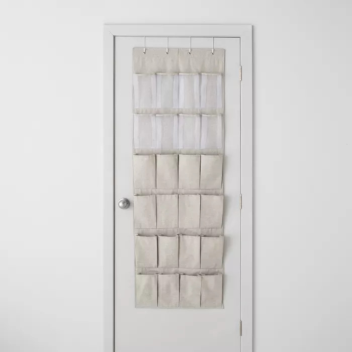 Over The Door 24 Pocket Mesh Shoe Organizer Light Gray - Made By Design™ | Target