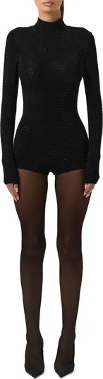 Naked Wardrobe Rhinestone Body-Con Romper | Nordstrom | Nordstrom