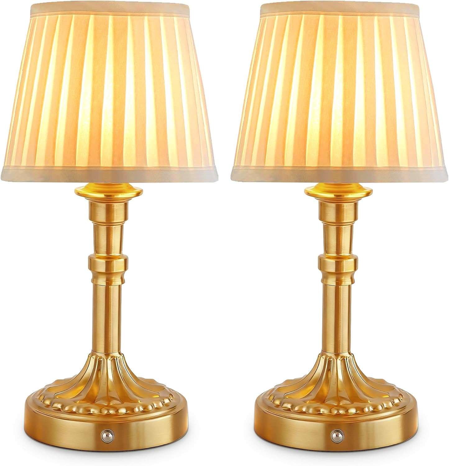 Mr.White Set of 2 Rechargeable Cordless Table Lamp with Fabric Shade, 5200mAh Battery Operated LED Table Light, for Restaurant Kitchen Patio Dinner Dining (Bronze) | Amazon (US)
