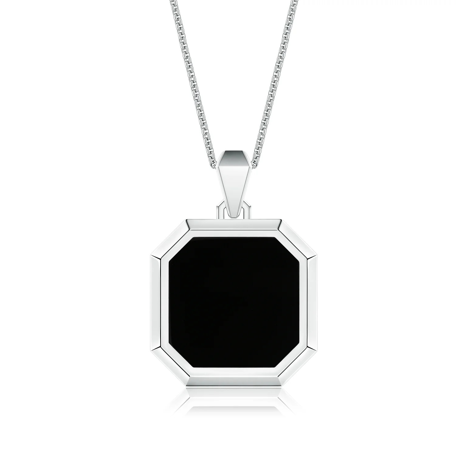 Square Emerald-Cut Black Onyx Men's Octagon Medallion Pendant With Chain | Angara Inc.