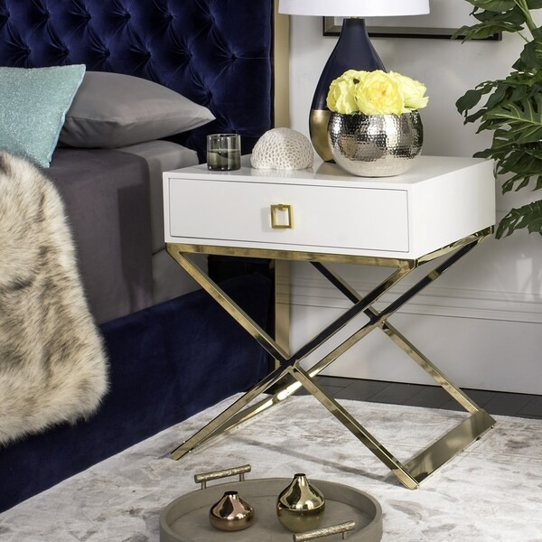 Safavieh Zarina Modern Cross Leg White End Table - 24" x 20" x 25.3" | Bed Bath & Beyond