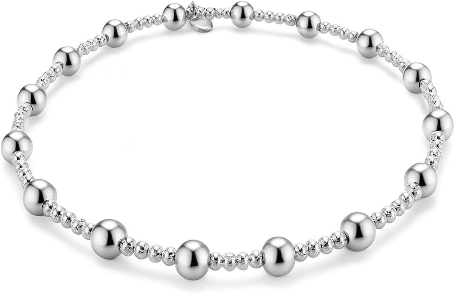Shop LC 925 Sterling Silver Bead Bracelet for Women | Stretch Ball Bead | Stackable Silver Jewelr... | Amazon (US)