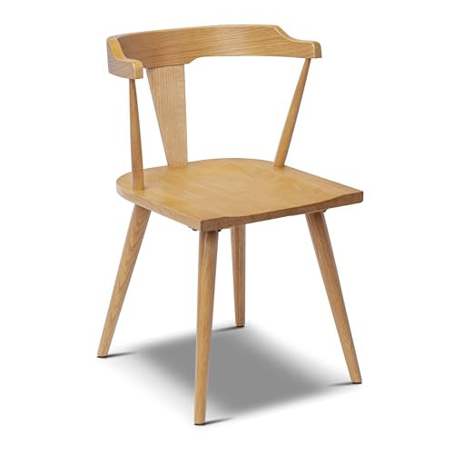 Poly & BARK Mid Century Modern Enzo Oak Dining Chair – Solid Oak Wood Splat Back Chair, 18" Seat Height, 32" Tall – Stylish MCM Kitchen & Dining Room Chair | Amazon (US)