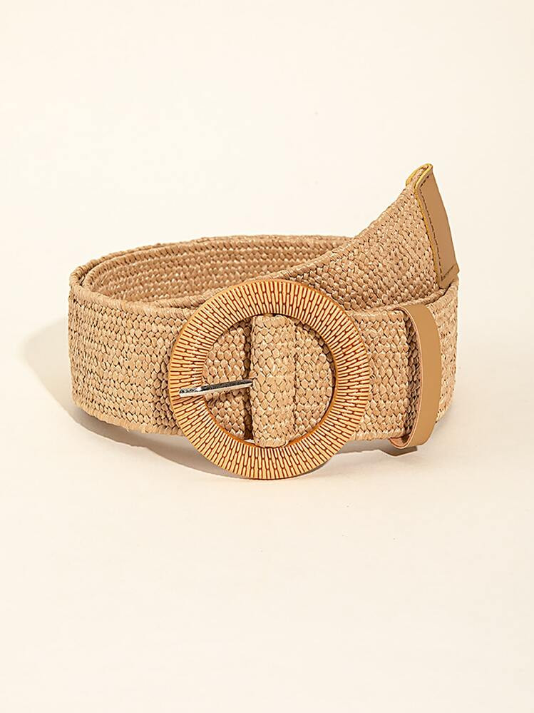 1pc Women Ellipse Buckle Boho Straw Belt For Beach Summer, School Fall, Autumn, Halloween | SHEIN