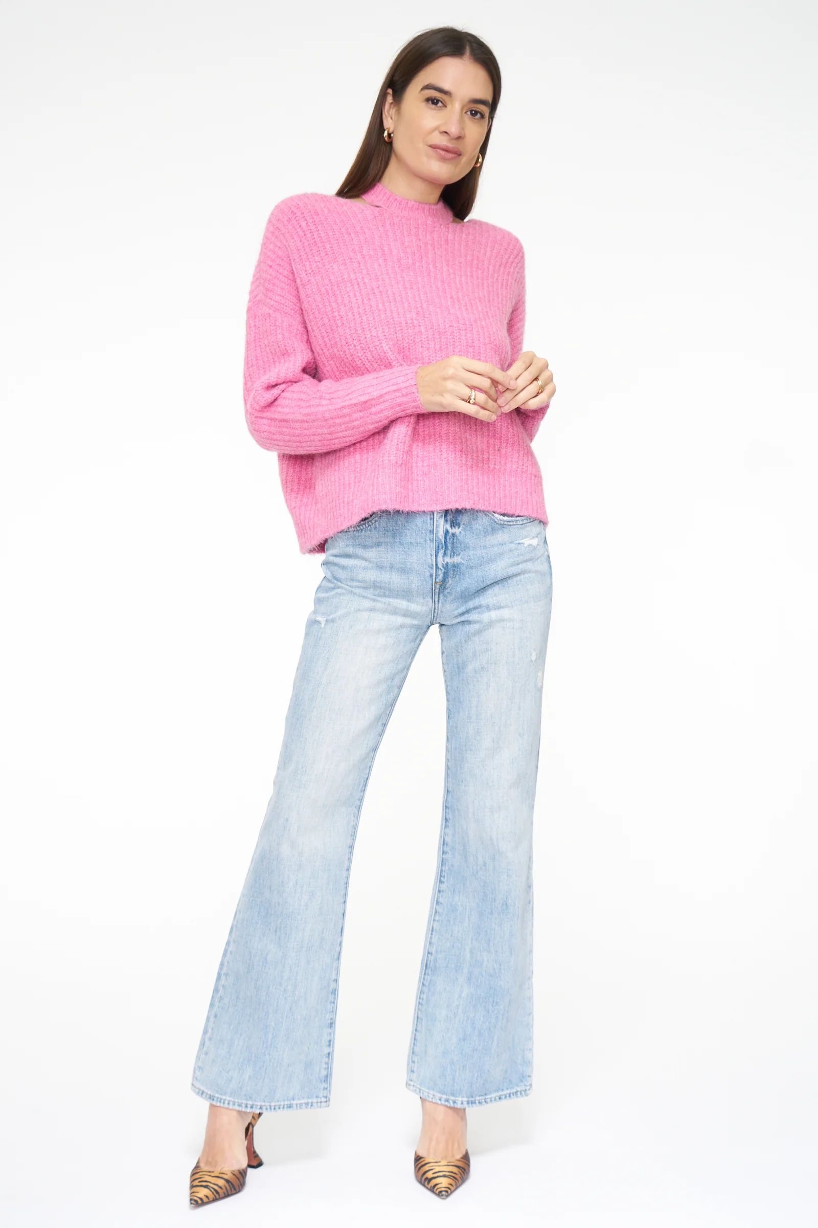 Eva Pullover with Neck Slits - Aurora Pink | Pistola Denim