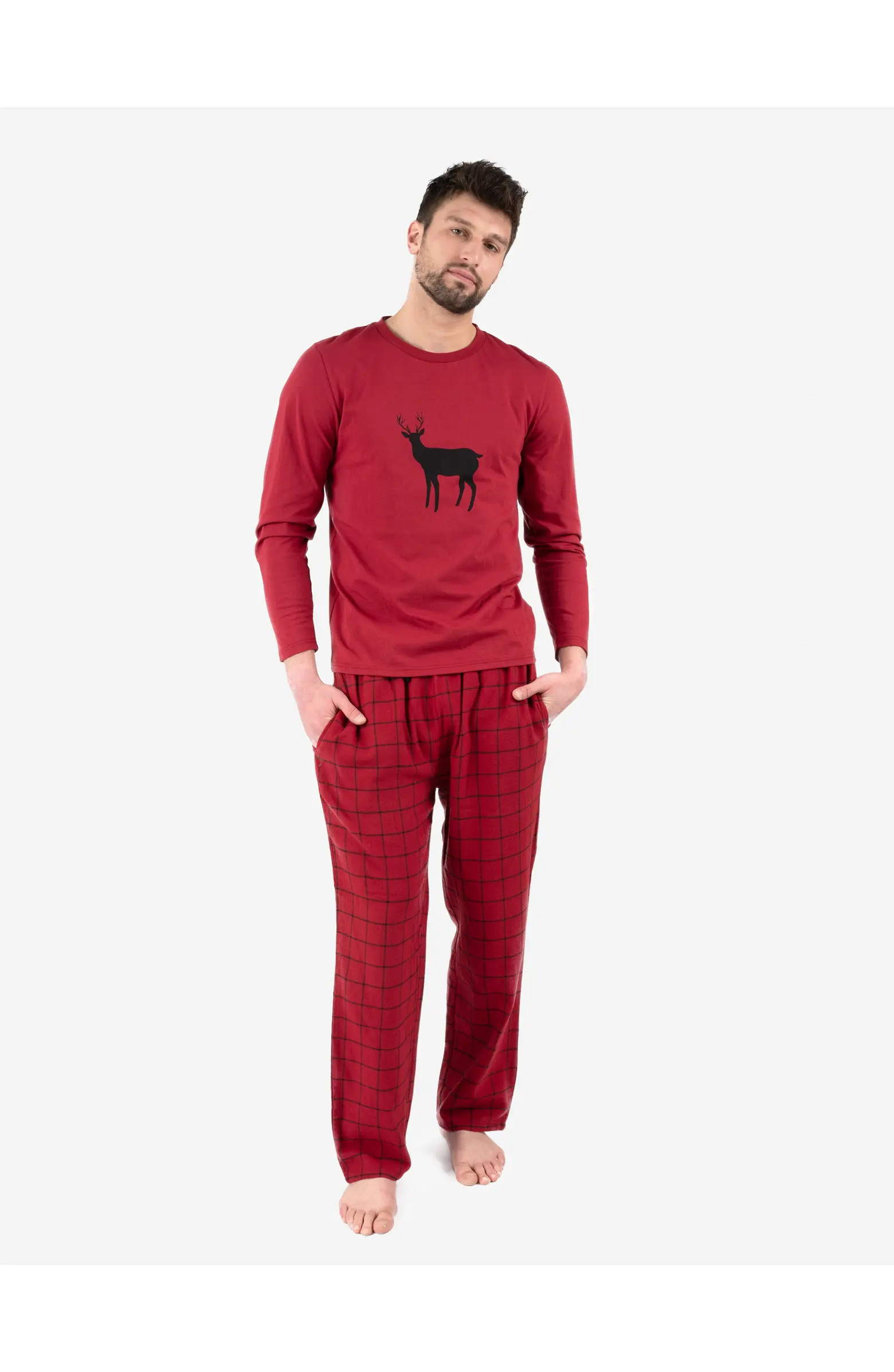 Leveret Men's Cotton Top & Flannel Pants Printed Holiday Pajama Set | Nordstrom | Nordstrom