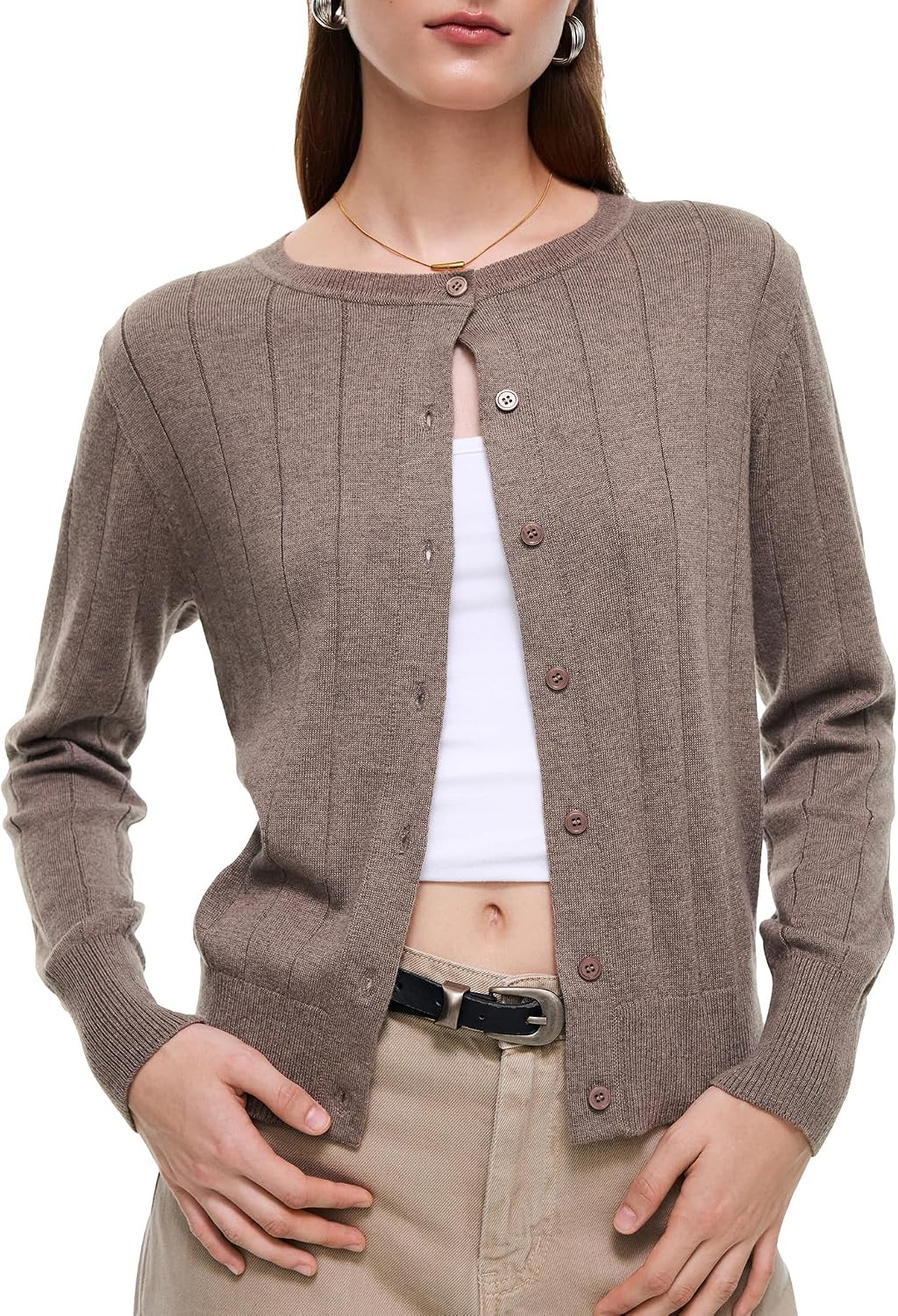 Women's Wool Blend Cardigan Lightweight Knit Sweaters Fall Outfits | Amazon (US)