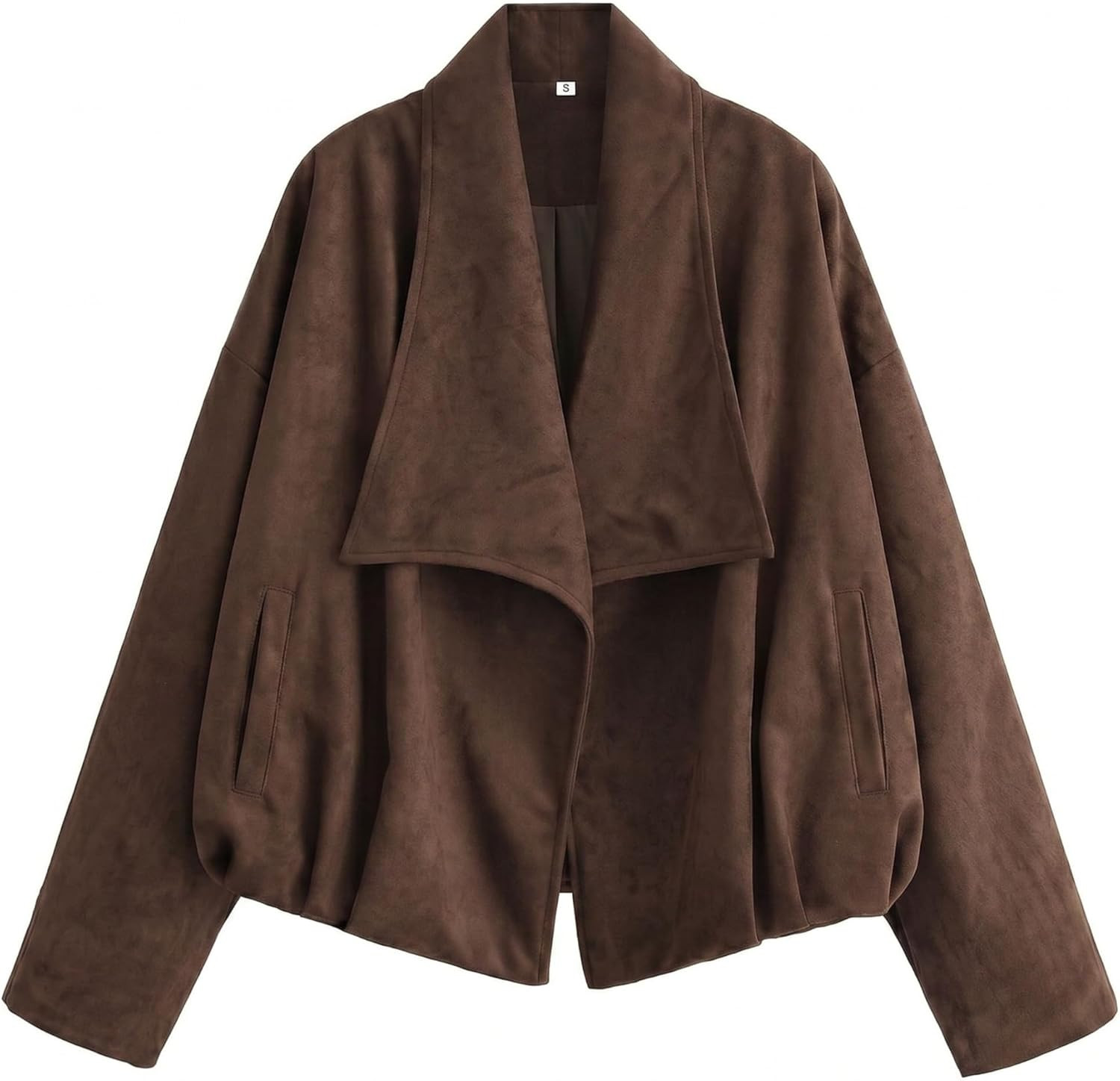 Xaspee Womens Faux Suede Wrap Jacket Open Front Oversized Outerwear | Amazon (US)