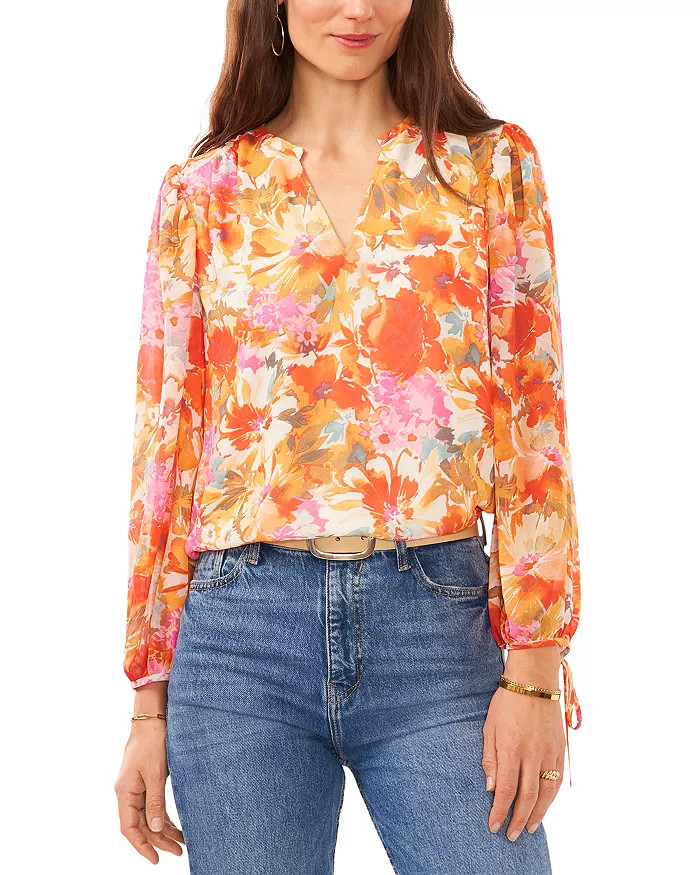 Floral Print Tie Cuff Top | Bloomingdale's (US)
