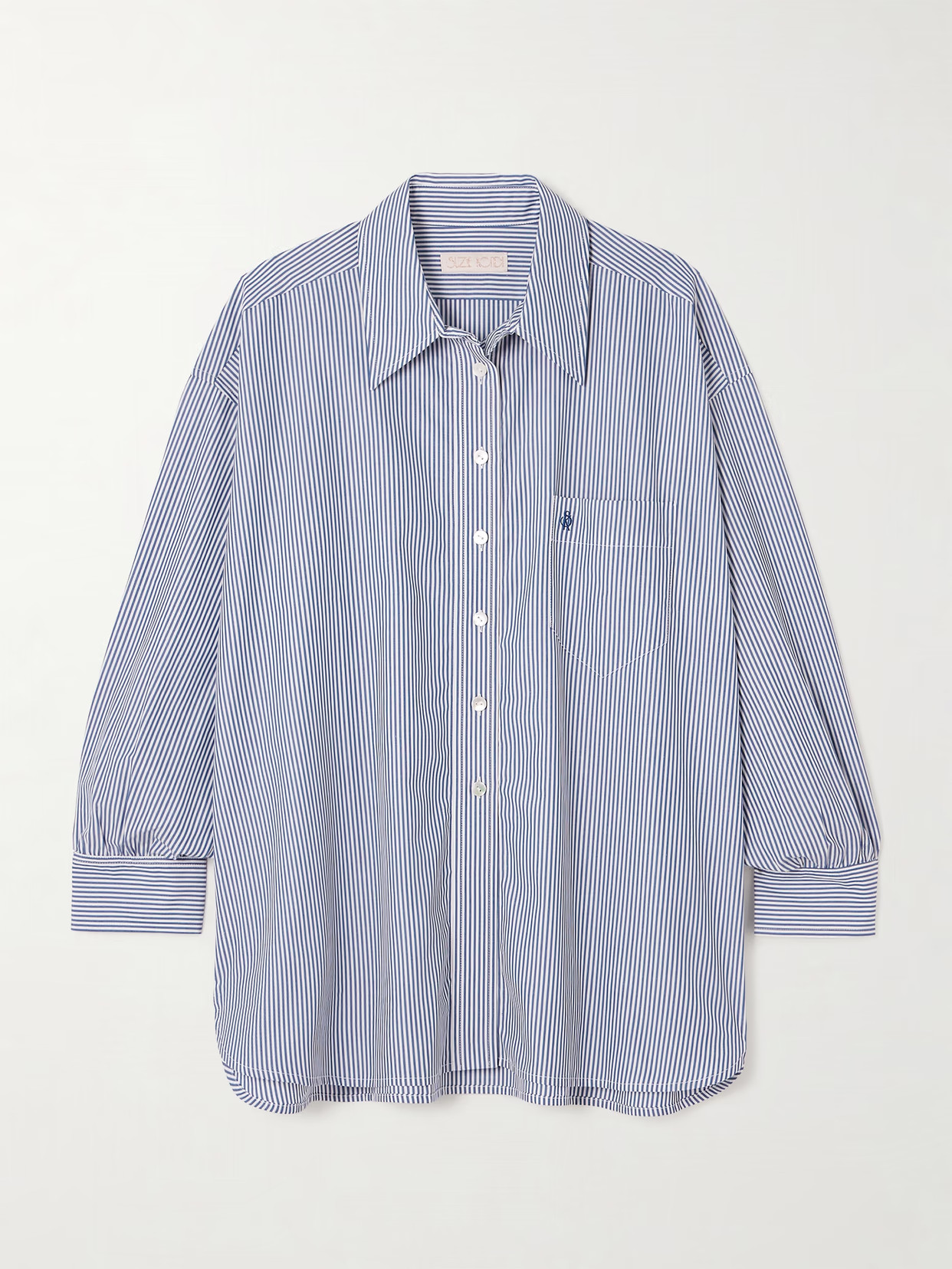 Suzie Kondi - Kappa Striped Cotton-poplin Shirt - Blue | NET-A-PORTER (US)
