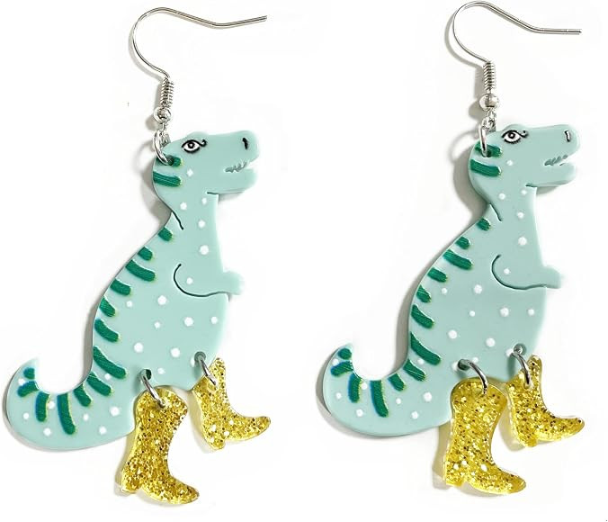 Cute Acrylic Animal Drop Earrings Colorful Boots Chicken Hen Dinosaur Lovely Panda with Bamboos F... | Amazon (US)