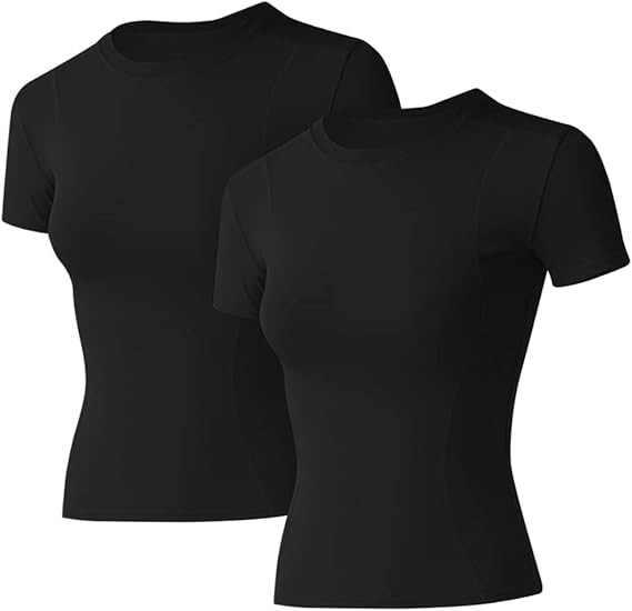 Loovoo Women Workout Shirts 1/2/3 Pack Athletic Compression Tee Dry Fit Yoga Gym Basic Tops | Amazon (US)