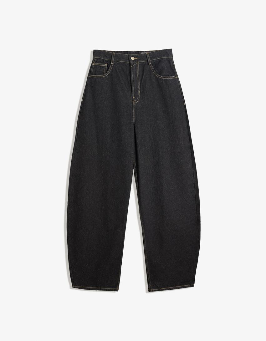 Wide-leg barrel jeans - Trousers - Women | Bershka GB