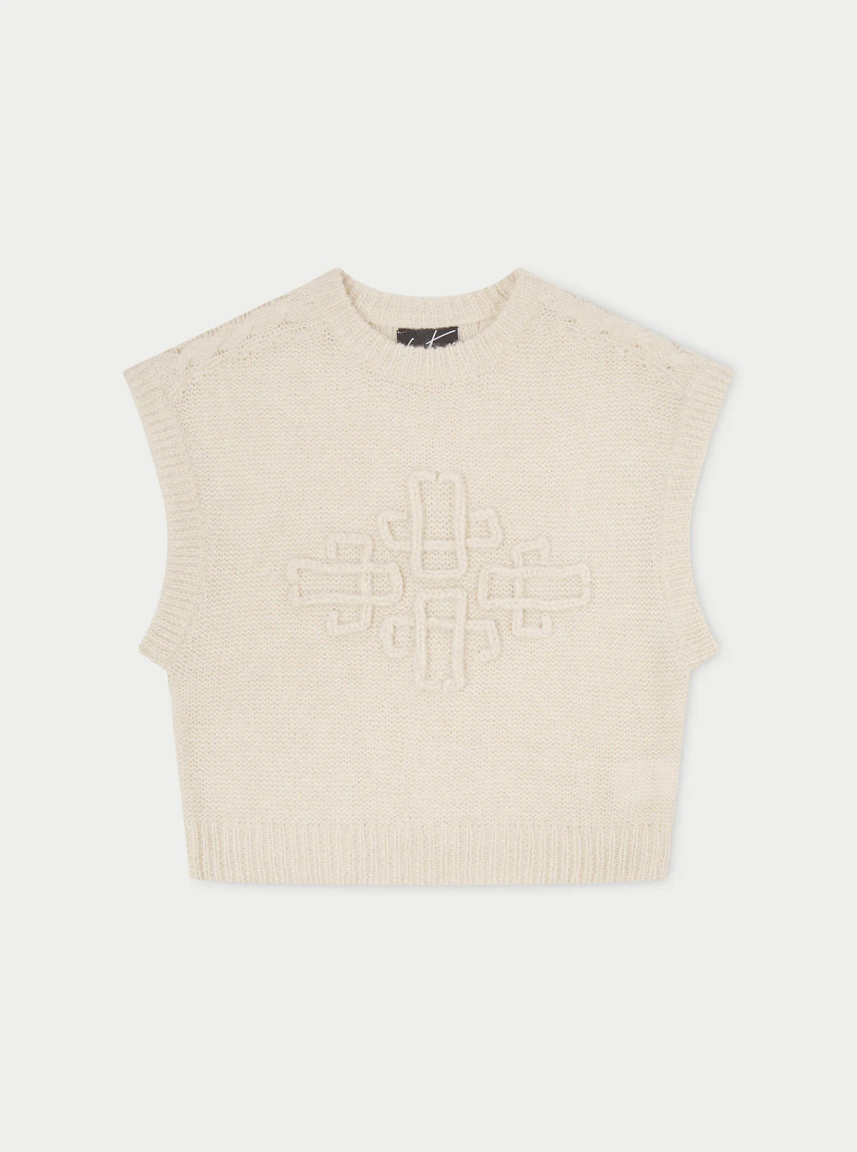 EMBLEM OVERSIZED KNIT VEST - STONE | The Couture Club