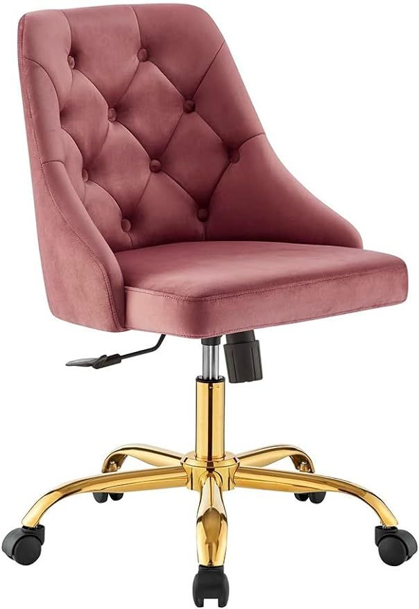 Modway Distinct Tufted Swivel Performance Velvet Office Chair, Gold Dusty Rose | Amazon (US)